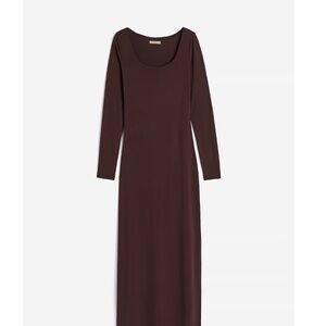H&M | Dresses | Hm Brown Maxi Dress With Slit | Poshmark